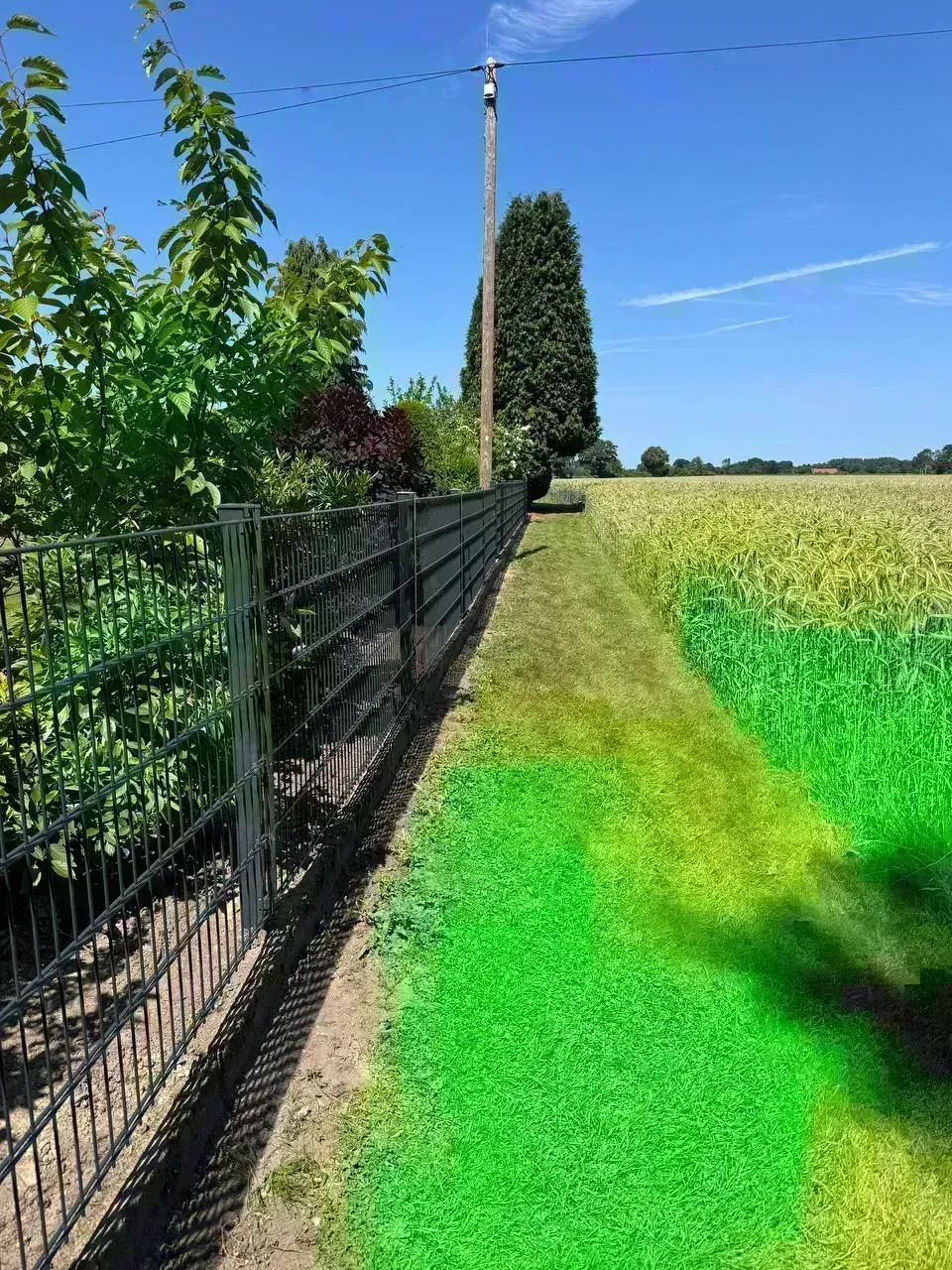 Zaunbau entlang eines Gehwegs